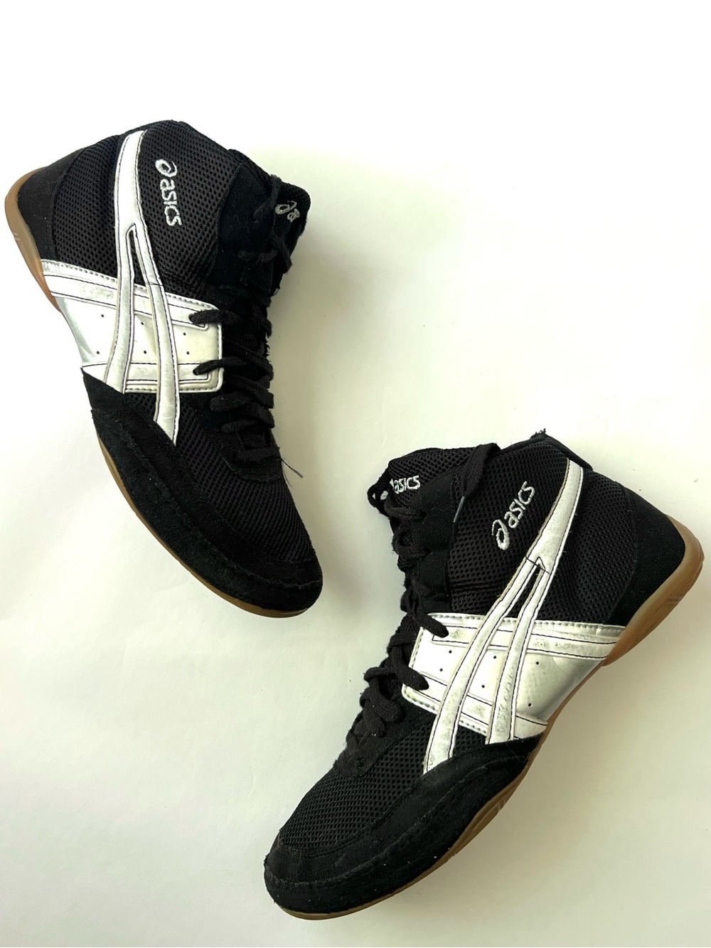 Asics Black & White High-Top Wrestling Sneakers